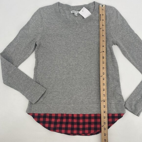 J.Crew Women’s XS Gray Pullover Flannel Plaid Hem Sweater NWT - Picture 6 of 10